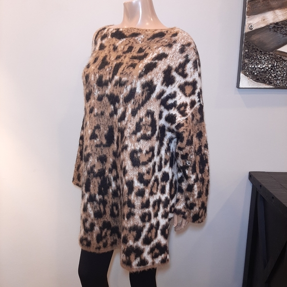 Anthropologie Leopard Tunic Sweater mohair blend LINEAMAGLIA 1X - Picture 4 of 10
